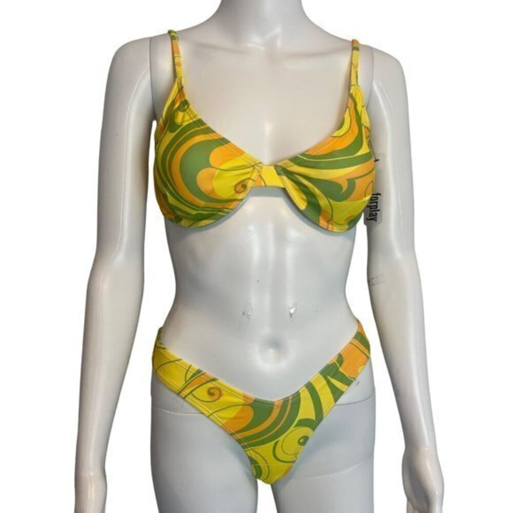Forplay Wish You Were Here Underwire‎ 2 Piece Bikini - Green Size M RefFNB3